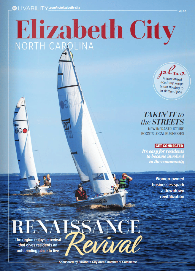 livability elizabeth city magazine cover with sailboats