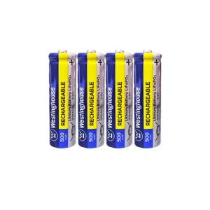 Westinghouse IFR14500 Lithium Iron Phosphate Rechargeable Flashlight Battery 500mAh - Blister Pack of 4