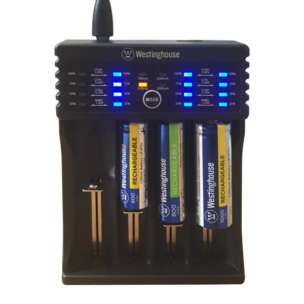 Westinghouse Universal Ni-MH, Li-ion, Li-Fe Smart Battery Charger - 4 Bay