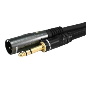 15 ft. XLR Male to 1/4 in. TRS Male Balanced Cable – 16AWG, Gold-Plated