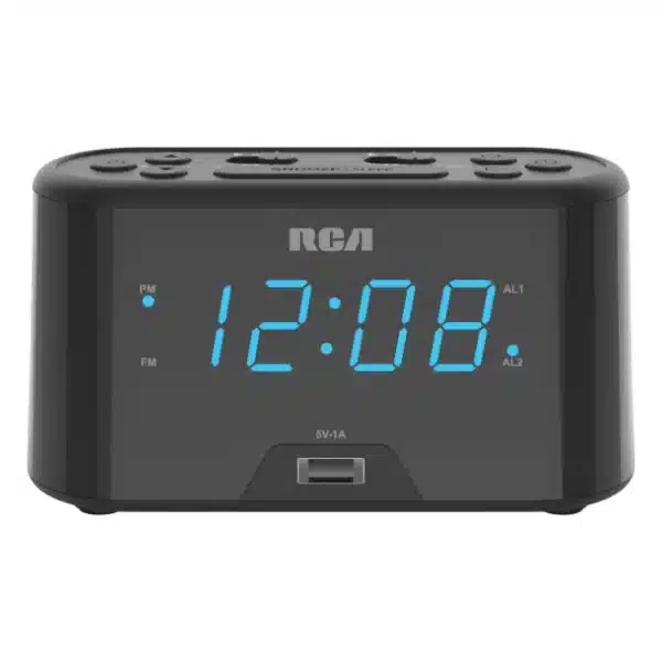 RCA Digital Radio Alarm Clock with Large Numbers and USB Charging - Image 5
