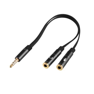 3.5mm Male TRRS to Dual 3.5mm Female Adapter Cable – 6in