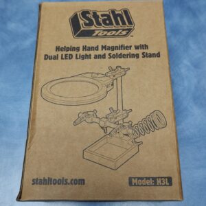 HELPING HANDS WITH ILLUMINATED LED MAGNIFIER AND SOLDERING IRON STAND