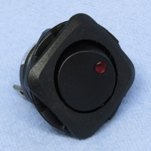 SQ. SPST Round Rocker Switch with Red Neon Lamp