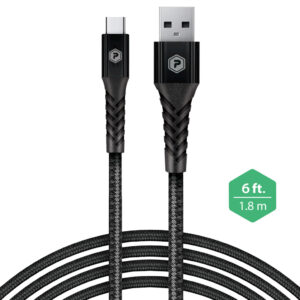 PowerPeak 6ft. Braided Nylon USB-A To USB Type-C Charge and Sync Cable - Black