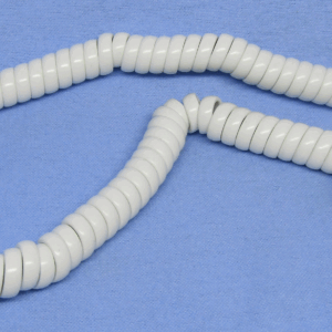 25 Ft. White Telephone Coiled Handset Cord – Modular 4-Conductor Cable