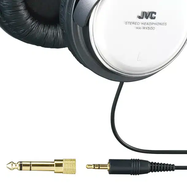 JVC Wired Over-Ear Full-Size Headphones with 3.5mm Connector & 1/4" Adapter – HA-RX500 - Image 3