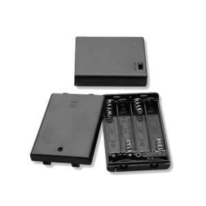 Enclosed 4 AAA Battery Holder with Switch & Leads