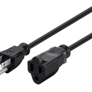 15A 1875W 14 AWG 6 ft NEMA 5-15P to 5-15R Extension Cord – Black