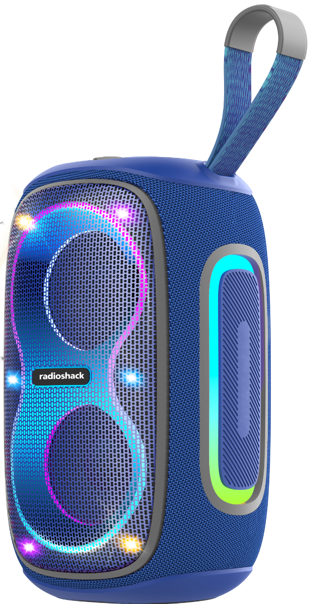 RadioShack 30W Bluetooth Speaker with RGB Lights, FM Radio, TWS & IPX5 Waterproof – Blue/Gray (Model 4001780) - Image 2