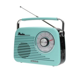 RadioShack Portable Retro AM/FM/SW 3-Band Radio with Bluetooth, USB & microSD Playback – Baby Blue