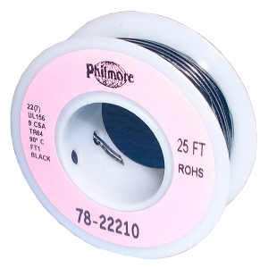 Stranded Copper Hook-Up Wire 22 AWG 25 ft – Black (78-22210)
