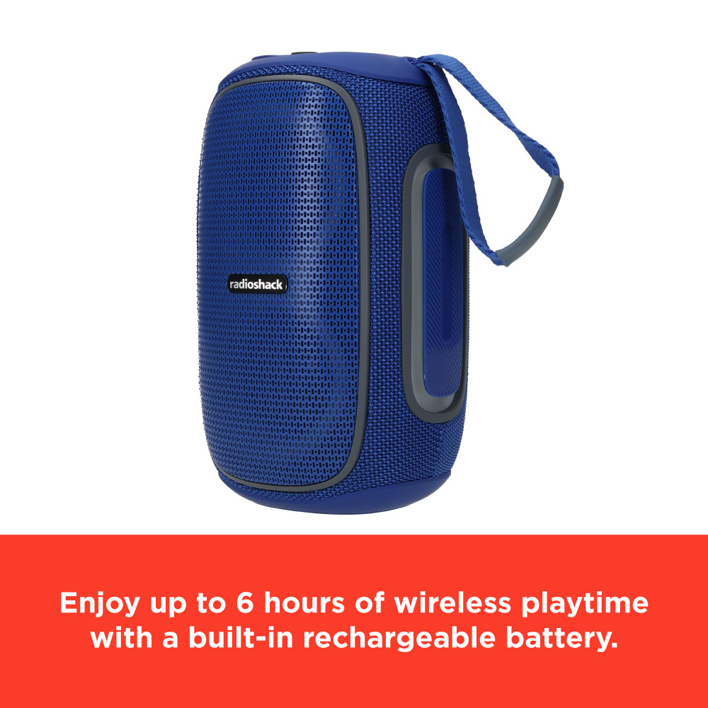 RadioShack 30W Bluetooth Speaker with RGB Lights, FM Radio, TWS & IPX5 Waterproof – Blue/Gray (Model 4001780) - Image 4