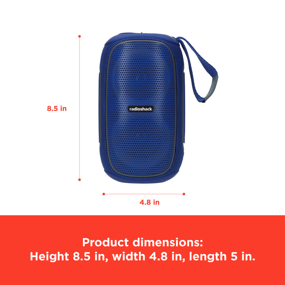 RadioShack 30W Bluetooth Speaker with RGB Lights, FM Radio, TWS & IPX5 Waterproof – Blue/Gray (Model 4001780) - Image 8