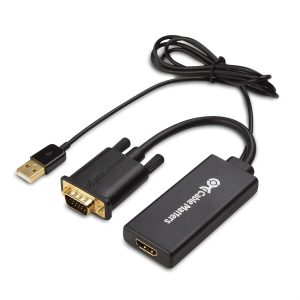 VGA to HDMI Converter Adapter with USB Audio Support – 1080p Full HD